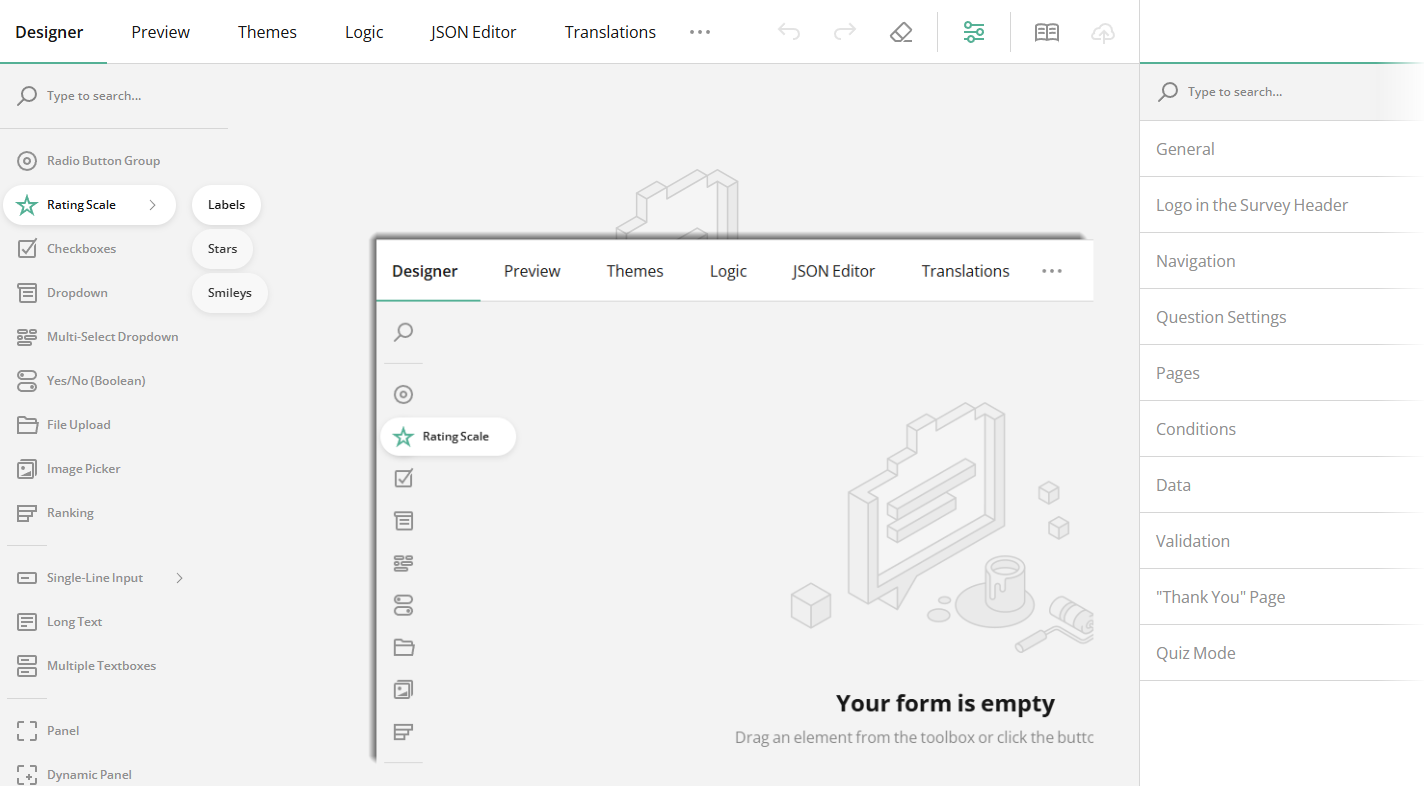 Survey Creator: Flexible Toolbox Modes